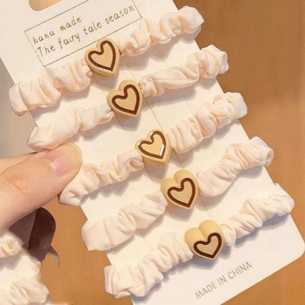 Heart Shape High Elastic Hair Rope Flannel Mini Hair Tie Durable Small Intestine Hair Band  Woman's