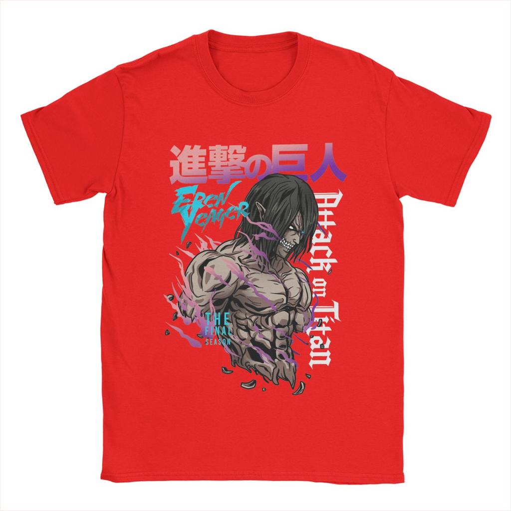 Eren Jeager Yeager AOT Anime T-shirts Herrar Humoristiska Ren Bomull T-shirts Rund Hals Kortärmad T-shirt Tryckta Kläder