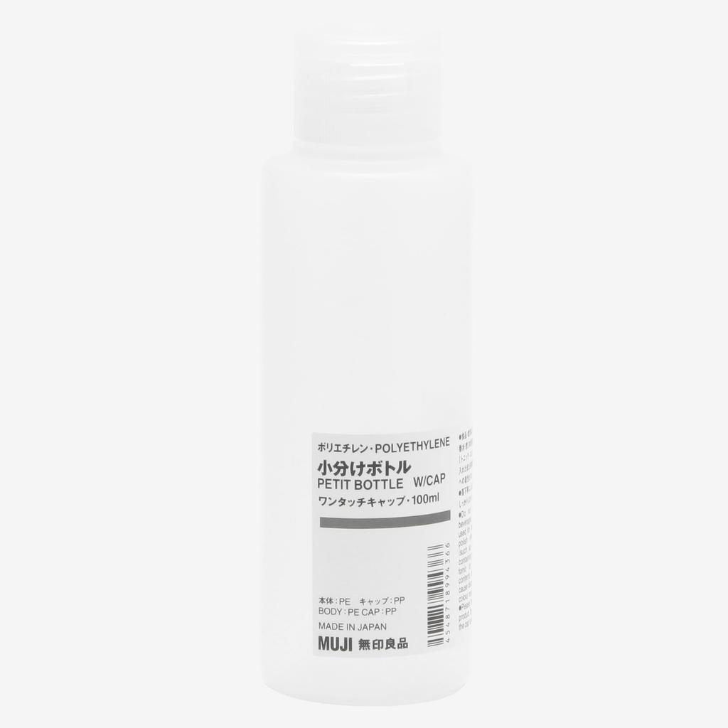 MUJI Polyethylene Small Dispensing Bottle with Item Number 18994366 One-Touch Cap, 100ml,