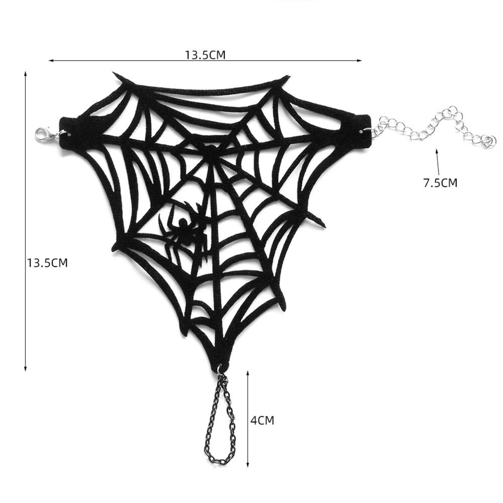 Adjustable Gothic Bracelet Double-sided Velvet Spider Web Bangle Black Thorn Bracelet Halloween