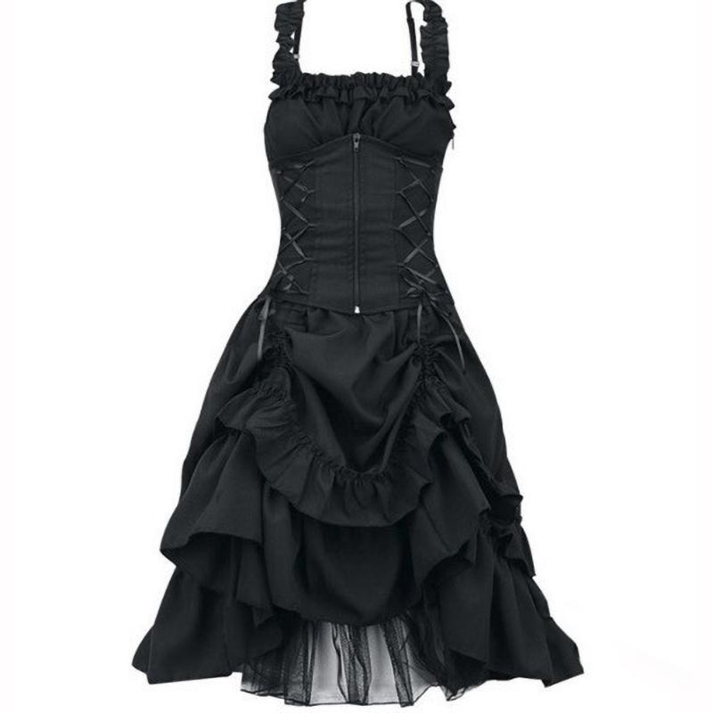Lolita Gothic Slim Slimming Irregular Strap Waist Dress Tube Skirt