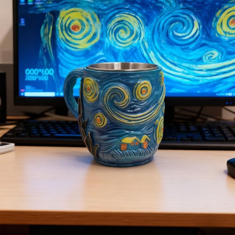 Resin Art Cup with Unique Star Night Design with Thermal Protections Ergonomic Grip Suitable for Hot Liquids