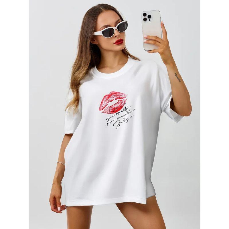 Western Style New Fashion Casual Loose Print Short Sleeve Cotton T-shirt Top Women Printed T-shirt Top