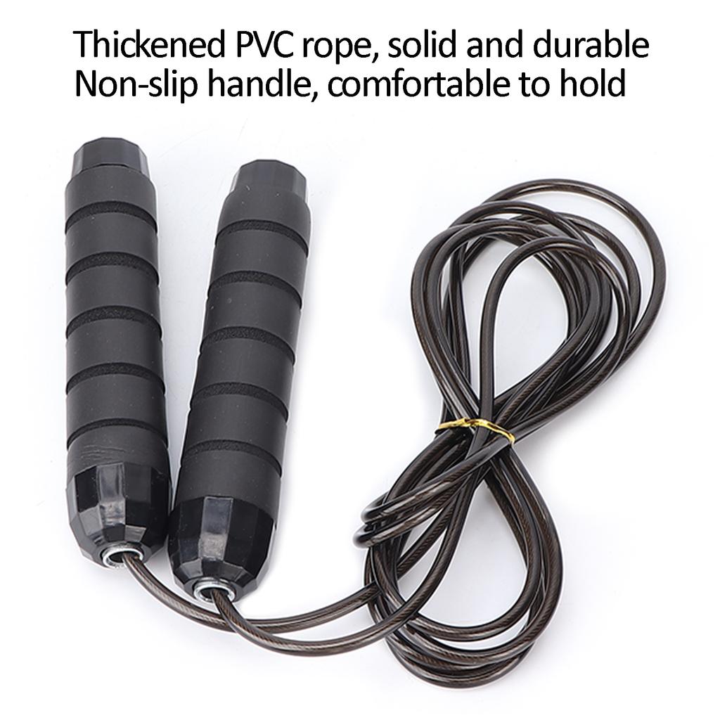 Speed Jumping Rope Anti Skid Handle Adjustable Length Thickened Fitness Jump Rope Black