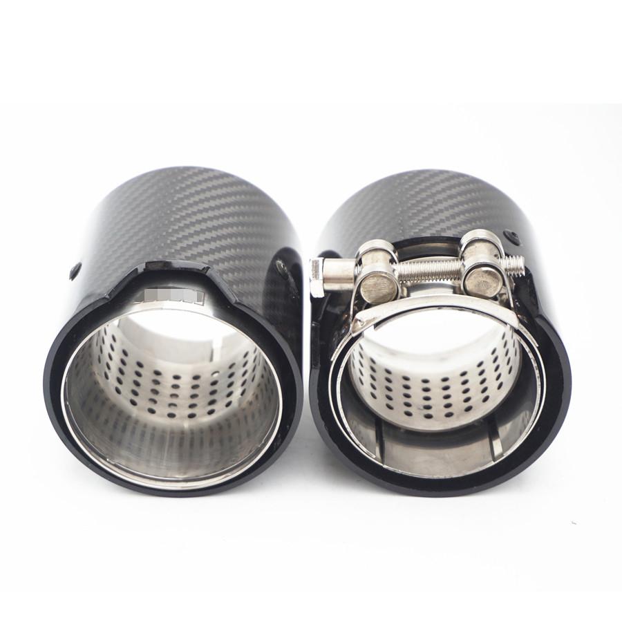 Car Carbon Fiber Exhaust End Tail Tips 71mm In