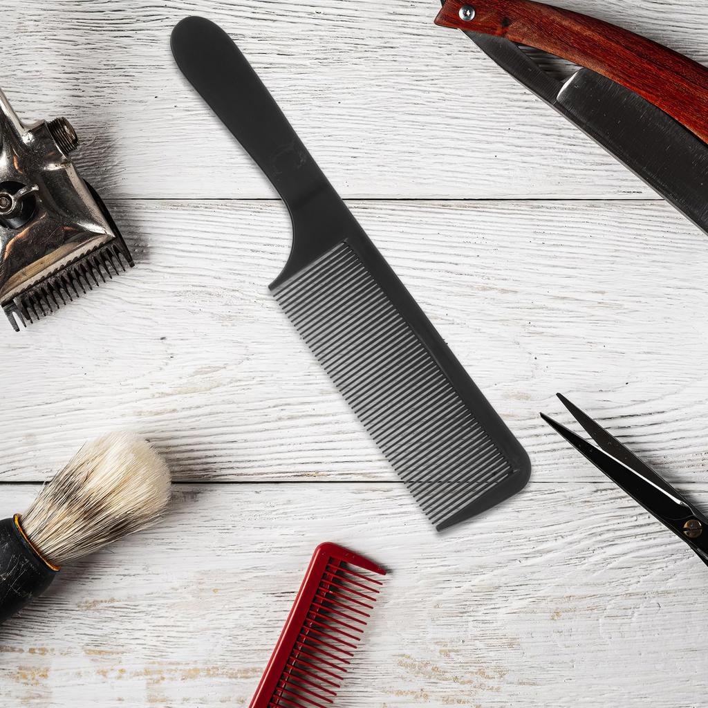 6Pcs Professional Barber Comb Curved Hair Styling Tool Black White Ergonomic Handle Flat Top Fade Haircut Comb for Men