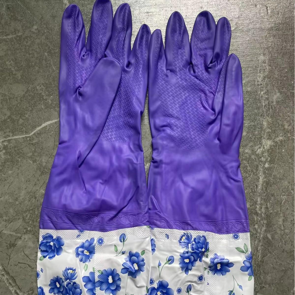 

Женские водонепроницаемые удлиненные перчатки для мытья посуды и стирки - с бархатной подкладкой, износостойкие, антифризная резина M