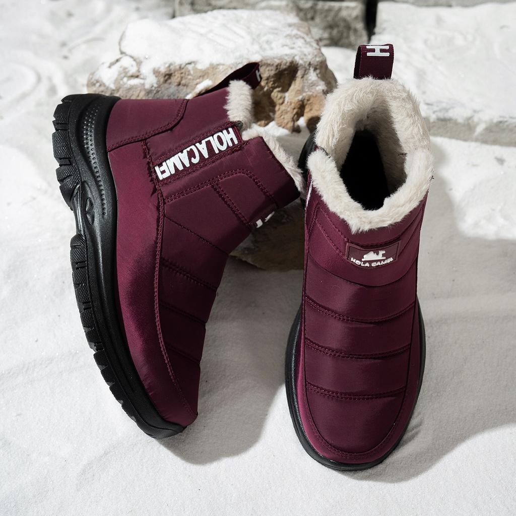 Women's Large Size Winter Warm Snow Boots Padded Lining Ankle Boots Fur Integral Non-slip Hiking Sports Cotton Boots