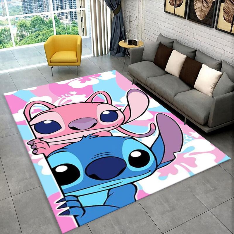 Cute S-Stitch Cartoon Non-Slip Area Rug for Living Room,Bedroom,Playroom,Soft Carpet Floor Mat Home Decor Rug Kids Room Gift