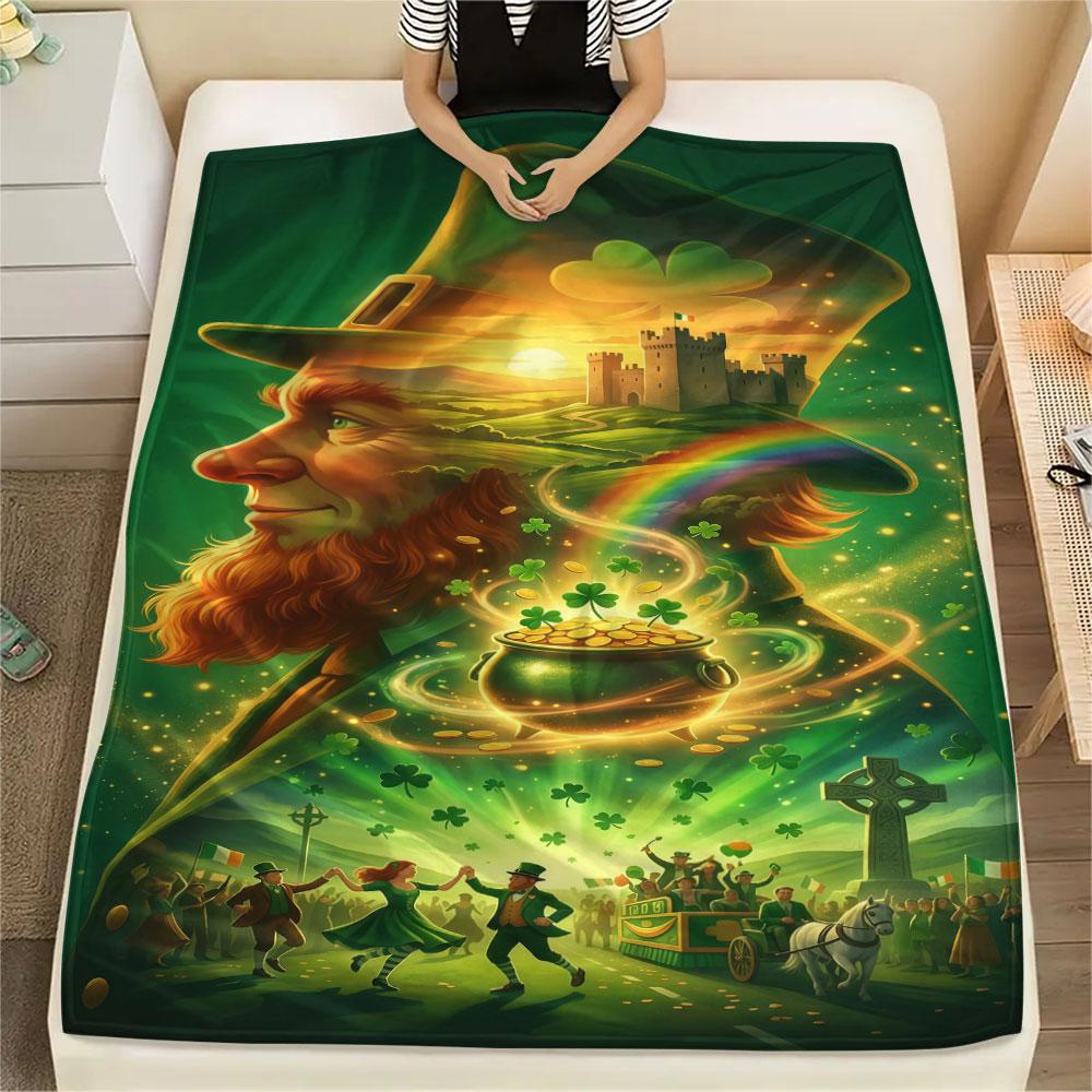 1Pc Magical power Print Flannel Blanket, High quality Comfortable for All Seasons, Home Decor, Warmth and Comfort, Perfect for Christmas Gifts