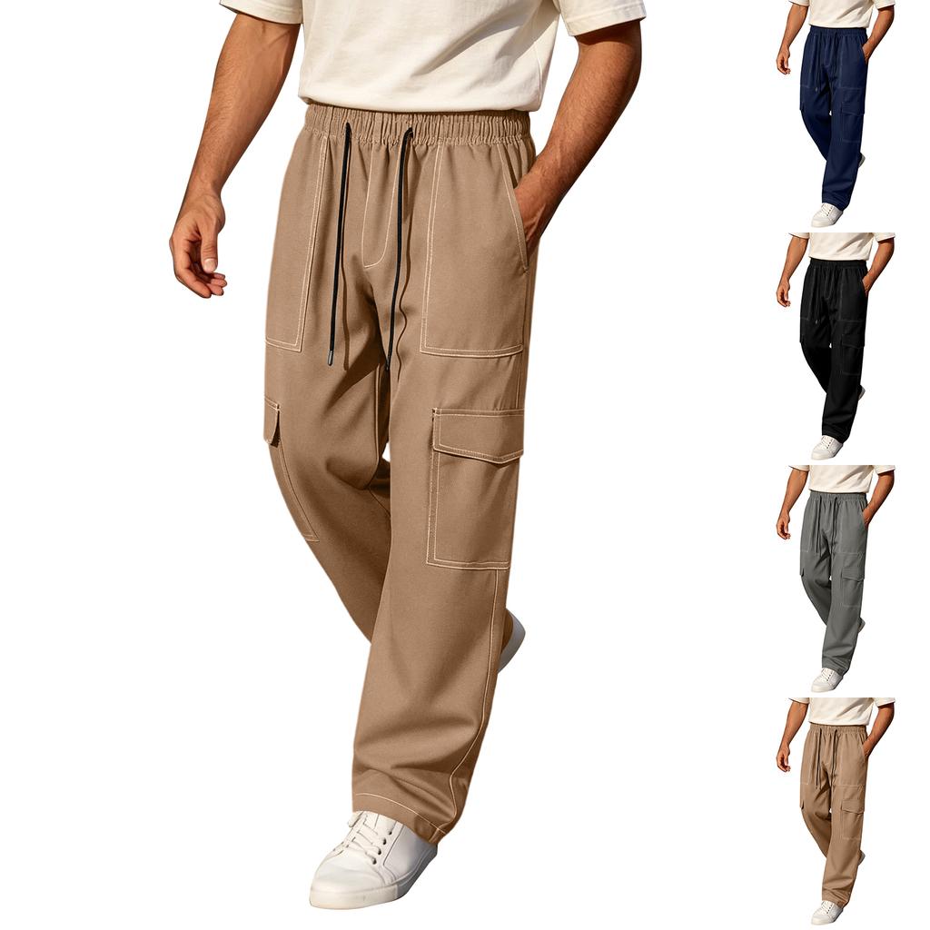 Herren Cargohose im Relaxed Fit mit mehreren Taschen, elastischem Bund mit Kordelzug und Utility-Design für Freizeitkleidung