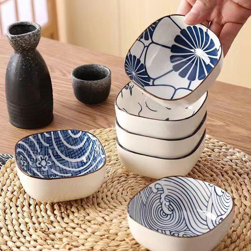 Japanese ceramic snack plate, sushi plate, yakiniku dipping saucer, dried fruit plate, creative cutlery square household plate