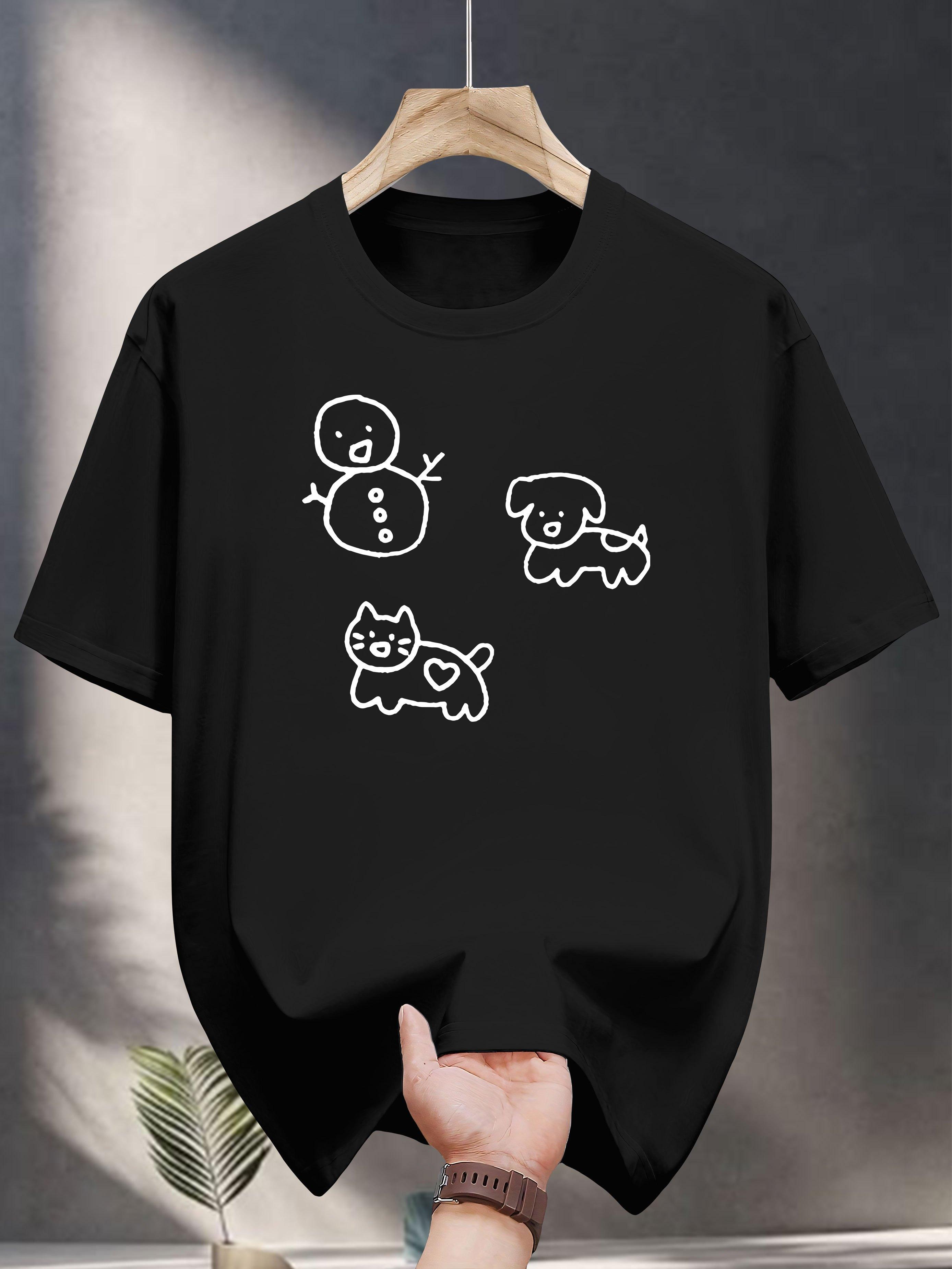 Casual Cotton T-shirt with Cute Cartoon Dog Print - 100% Cotton XXL