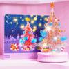 Pink Christmas Tree Music Box Building Blocks Set Romantic Rose Model Rotating Music Box Assembled Model Bricks Holiday Gifts