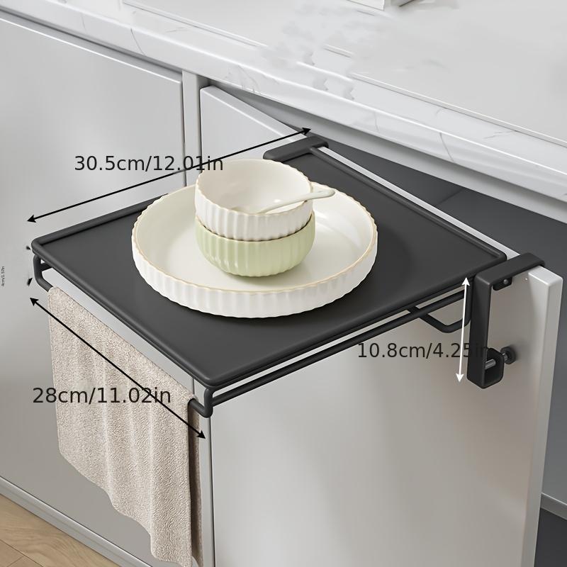 

1pc of a Foldable Countertop Storage Shelf Designed to Hang on Cabinet Doors Serving As a Multifunctional Auxiliary Partition Board чорний