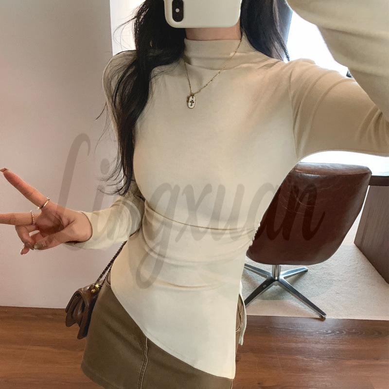 

Real Shot Women s Slim Fit High-Collar Long Sleeve T-Shirt - Autumn/Winter 2026 Collection XL бежевый