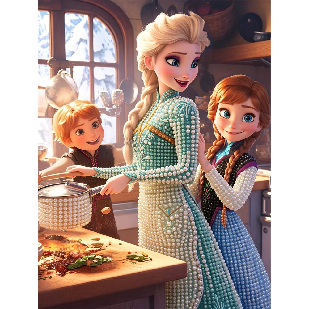 

Disney Pearl Painting Elsa, Anna and Kristoff DIY Pearl Painting Gem Art Pearl Dot Painting Picture Crafts for Adults Beginners Gifts Home Decor 30x40