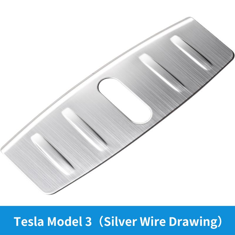 Car Front Trunk Bumper Inner Guard Protector for Tesla Model 3 Stainless Steel Mouldings Trim Cover Plate Sticker Car Styling Silver Wire Drawing