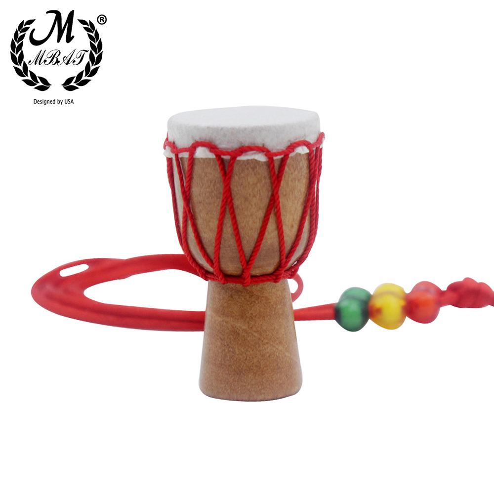 M MBAT African Drum Pendant Necklace Wooden Classic Mini Tambourine Children Necklace Toys Fashion Kids Necklace Jewelry Gift