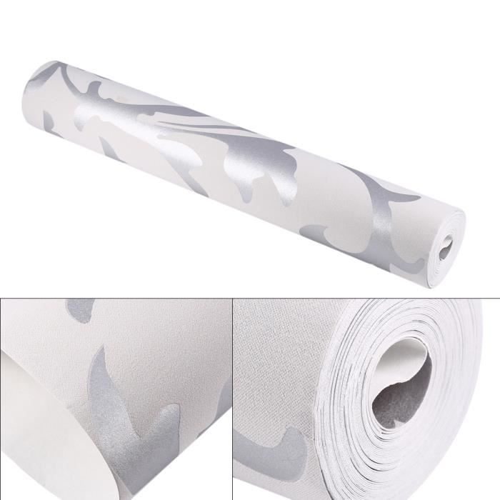 Papier peint - shanghai - baroque - argent - 10m x 0.53m - intissé