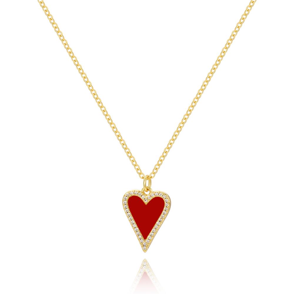 Vintage Love Heart Pendant Necklaces for Women 18K Gold Metal Chains Choker Trendy Jewelry