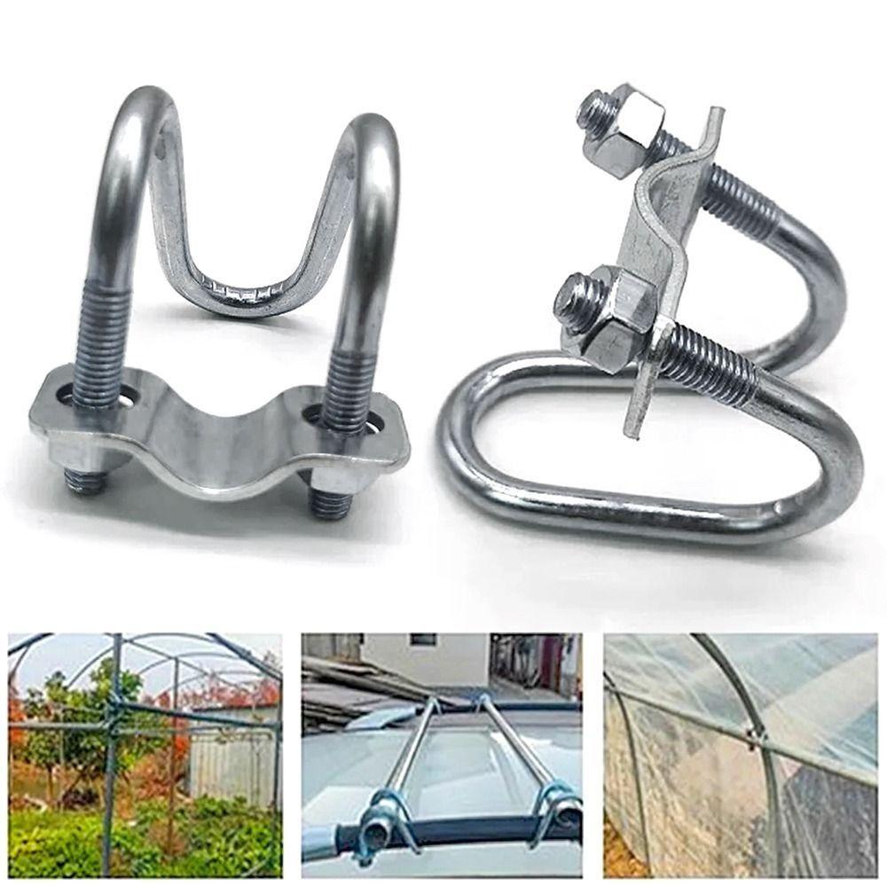 Steel Double U Cross Clamp 20 25 32 40 50 M8 Pipe Clamp Durable Tube Pipe Clip Pipe Connection