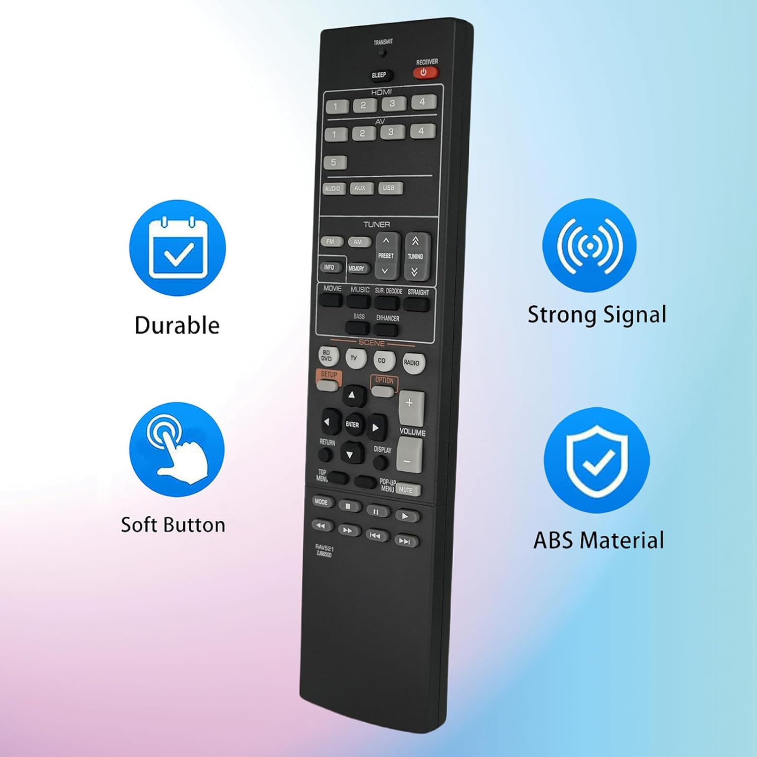 

RAV521 For Yamaha Audio/Video Receiver Remote Control Replacement Battery Operated Controller A