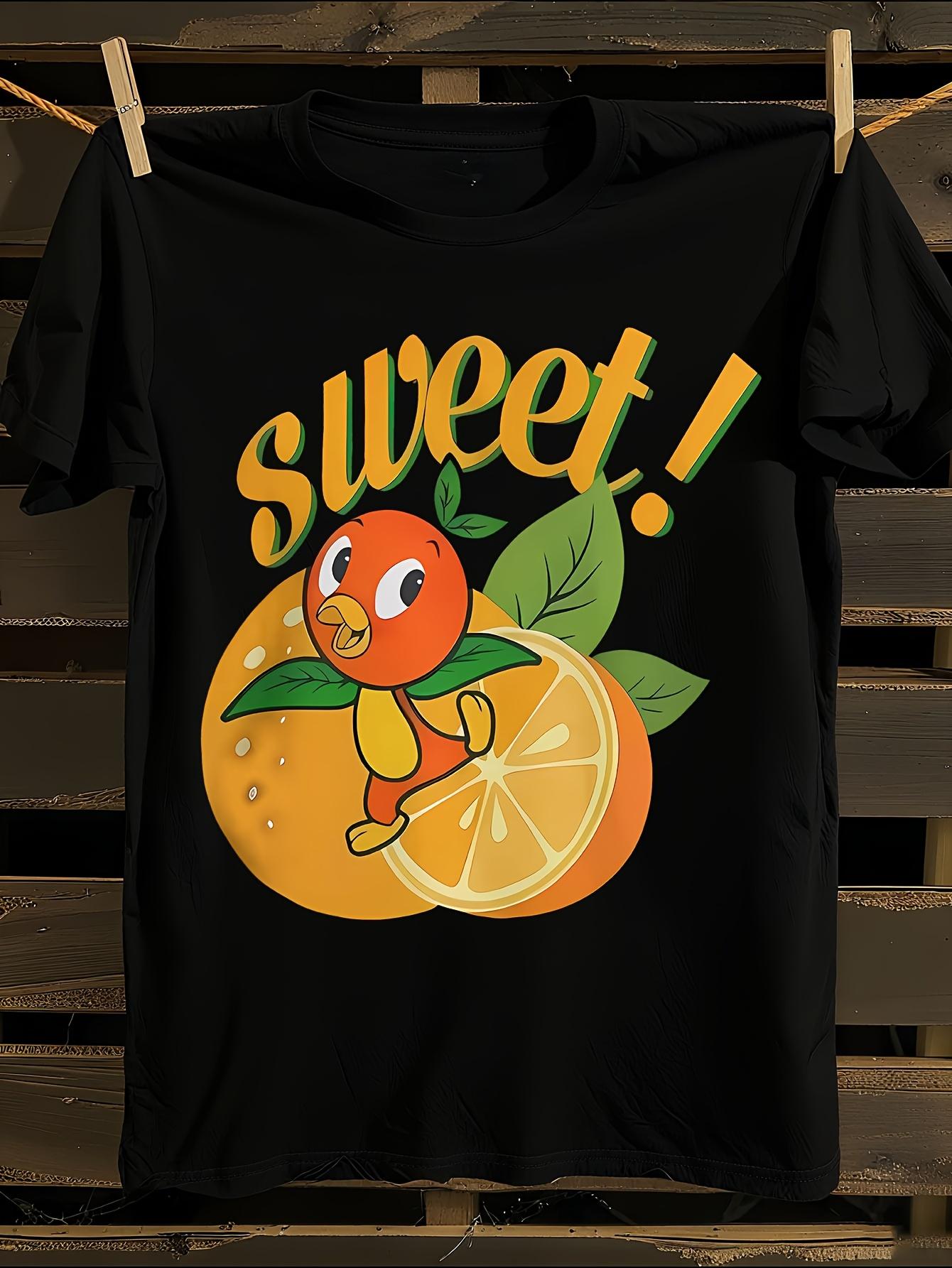Retro Lemon and Sweet Orange Bird Citrus Print T-shirt XXXXL