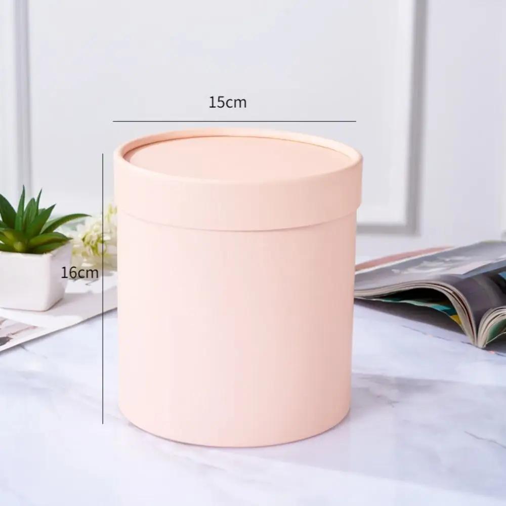 Neue Runde Blume Geschenkbox Einfarbige Silberne Geschenkverpackung Papierbox Karton Blumenarrangement Eimer Strauß Aufbewahrung