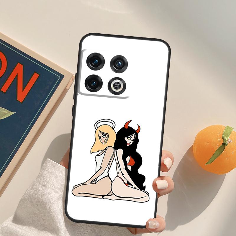 Angel Devil Girl Case For OnePlus 12R 13R 13T 10R 15 13 12 11 10T 8T Nord CE 4 3 2 Lite N20 N30 Nord 5 Cover
