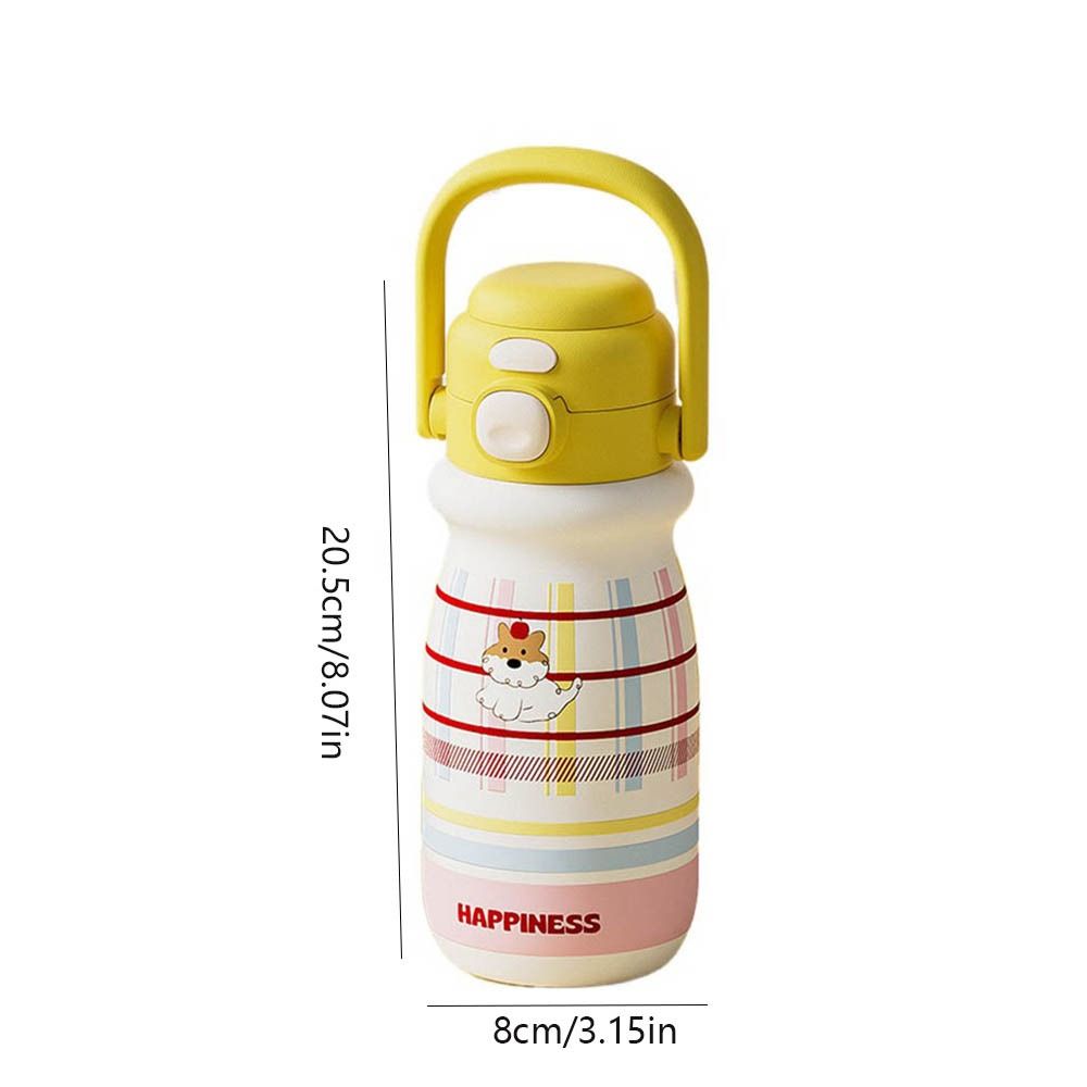 520ml Bounce Insulated Cup with Handle Vacuum-insulated Bottle Portable Cartoon Straw Cup  Office