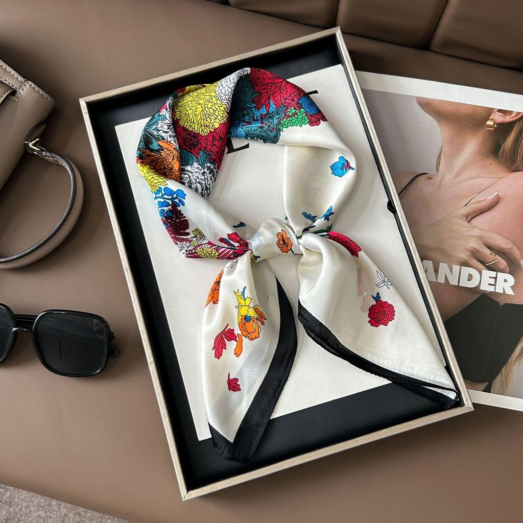 Korean Style High-End Printed Silk Scarf - Versatile Fashion Accessory