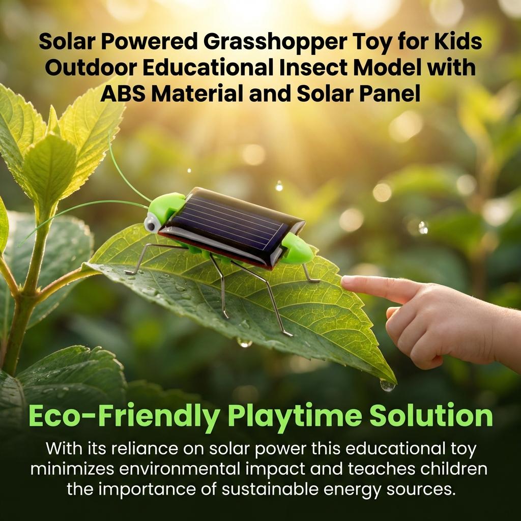 Solar Powered Grass-hopper Toy for Kids Outdoor Educational Insect Model with ABS Material and Solar Panel