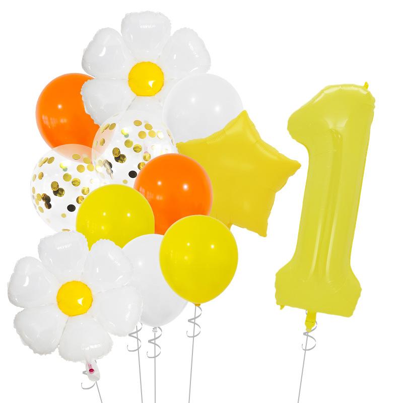 Lively And Cute Little Daisy Aluminum Film Balloon Set Sequined Birthday Party Atmosphere Arrangement