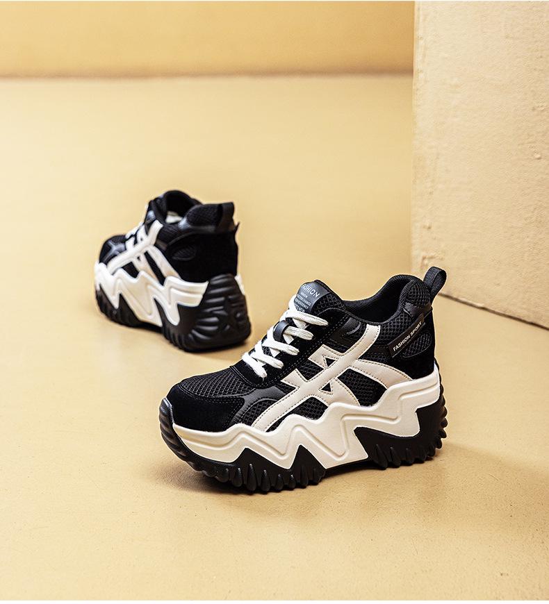 Women's Trendy Dad Sneakers 2025: Thick-Soled, Height-Increasing, Casual Sports Shoes, Small Size 34 for Autumn.