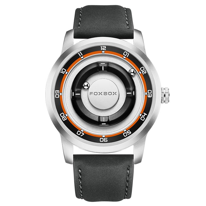 LIGE FOXBOX Fashion Man Magnetic Watch Unique Dial Business Stainless Casual Srolling Bead Waterproof Quartz Men's Watches Gifts