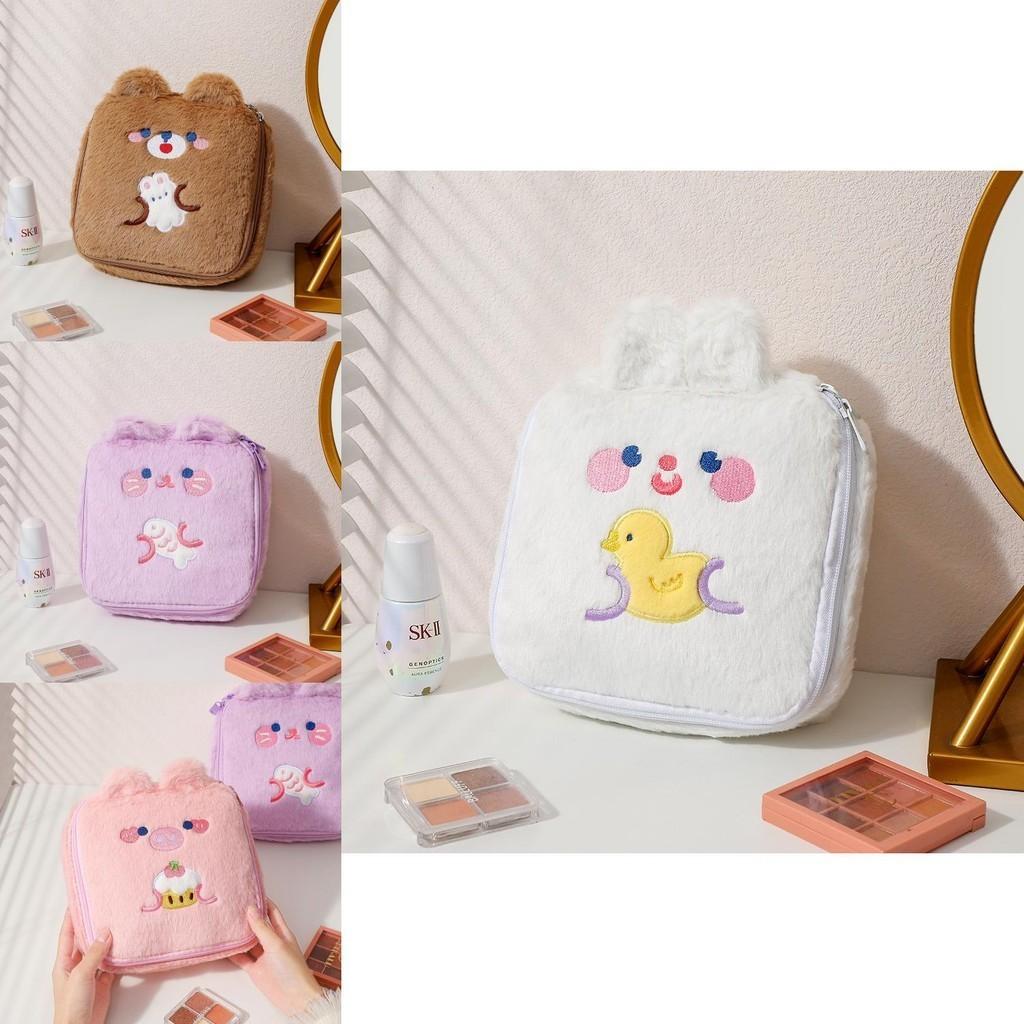 Cute Plush Pig Pen Pouch Large Capacity Korean Style Embroidered Makeup Organizer