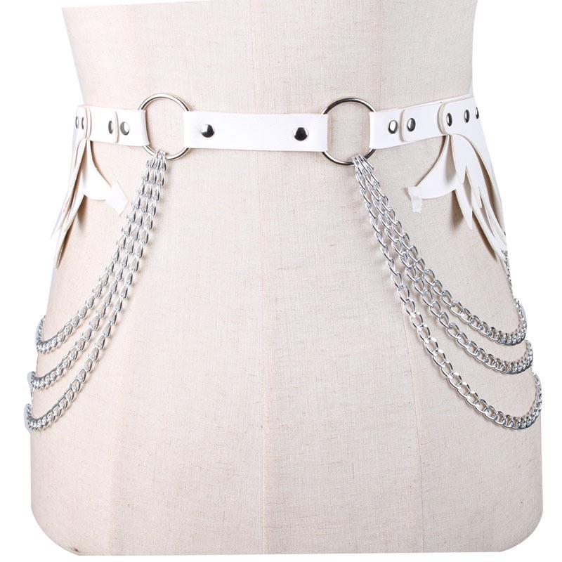 Leather Angel Wings Backpack Set: Women's Chain Body Harness, Shoulder Strap, and Waistband