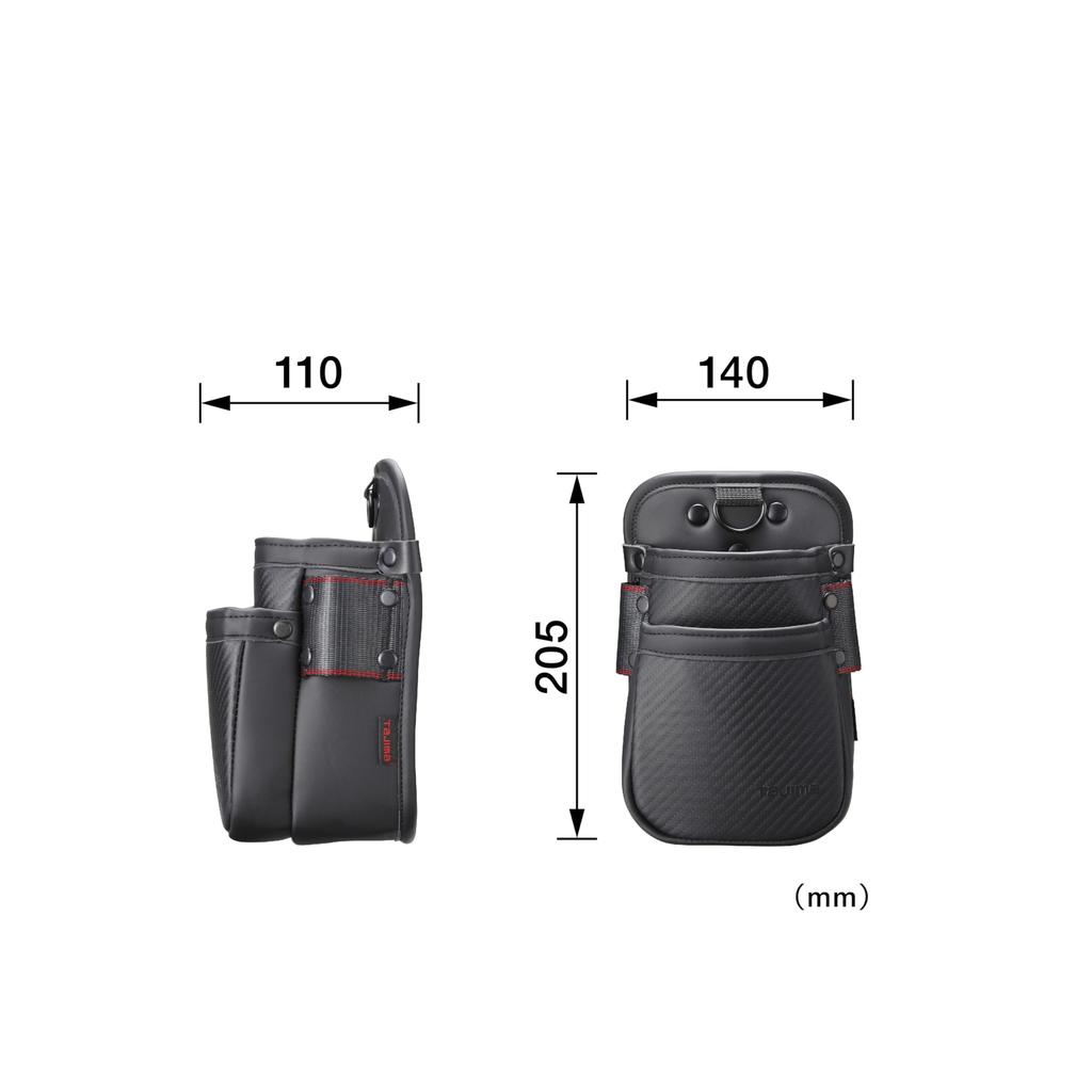 Tajima Safe System Safe Waist Pouch SS Safe Waist Pouch Perfect for Construction Management Made of Supple Synthetic Z, 2-Tier (SFKBZ-2SS) - Compact,