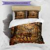 3PC Custom Name Autumn Forest Deer Majesty Bedding Set Duvet Cover Closure Includes 1 Duvet Cover & 2 Pillowcases for Bedroom