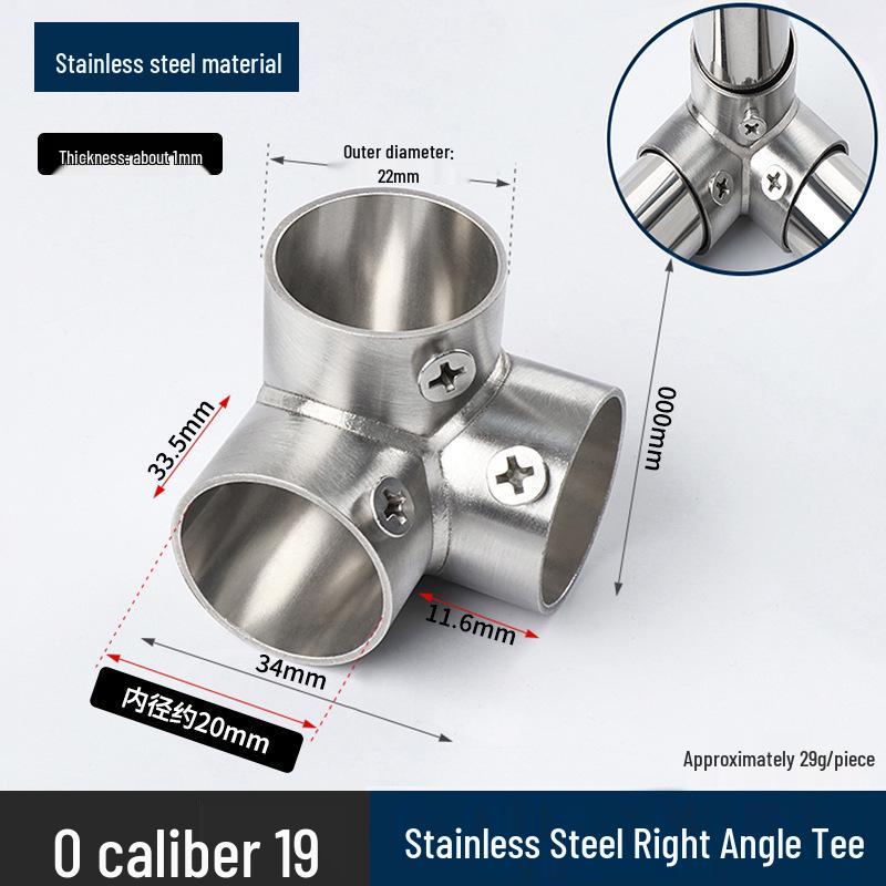 Stainless Steel Right Angle Tee Connector 19mm-32mm Joint Elbow Assembly Frame Fastener