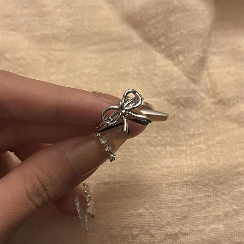2Pcs Adjustable Open Bowknot Rings Adjustable Stackable Thumb Open Rings Set Women Birthday Gift for Mom Wife Girls