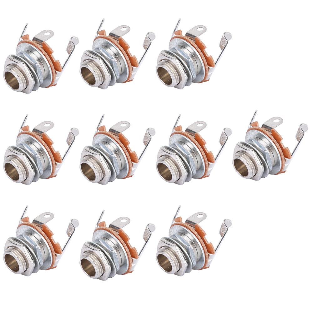 10Pcs 6.35mm Mono Input Jack Socket for Electric Guitars Basses Musical Instrument Accessories