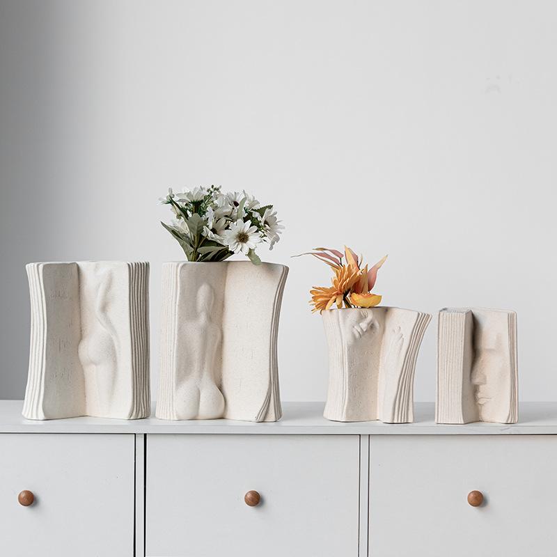 Kampanj Konvex Bokstöd Hantverk Europeisk Stil Vegetarisk Keramisk Vas Hydroponisk Torkad Blomsterarrangemang Hotell Kafé Dekoration Prydnad