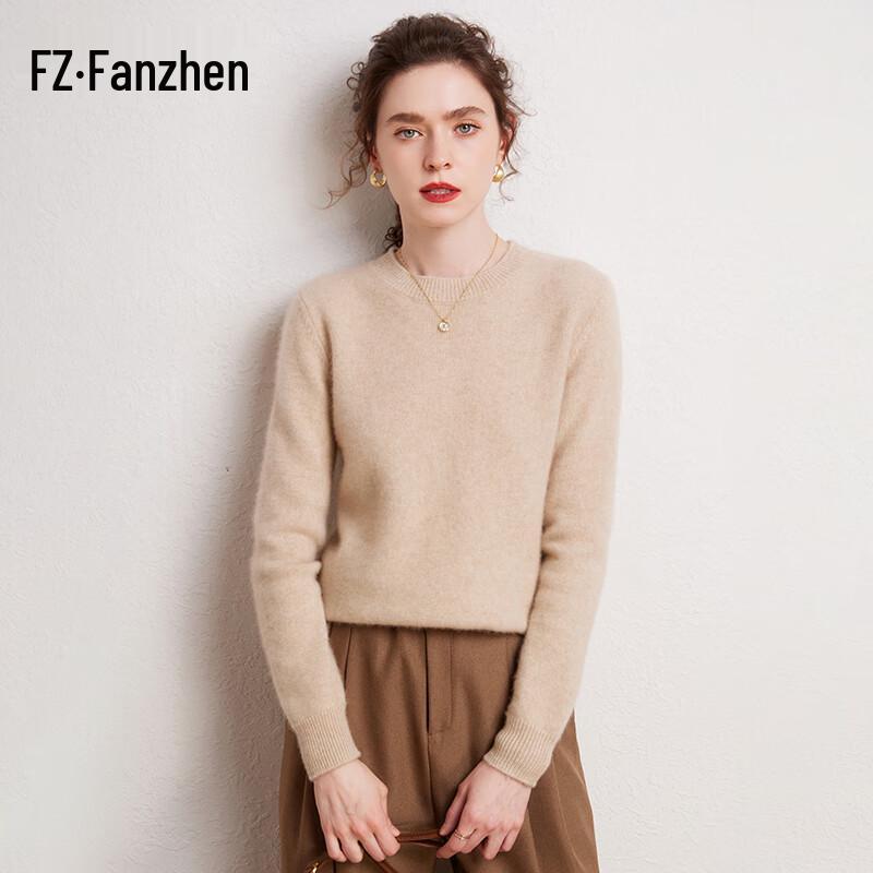 Fanzhen Women's 100% Cashmere Round Neck Sweater