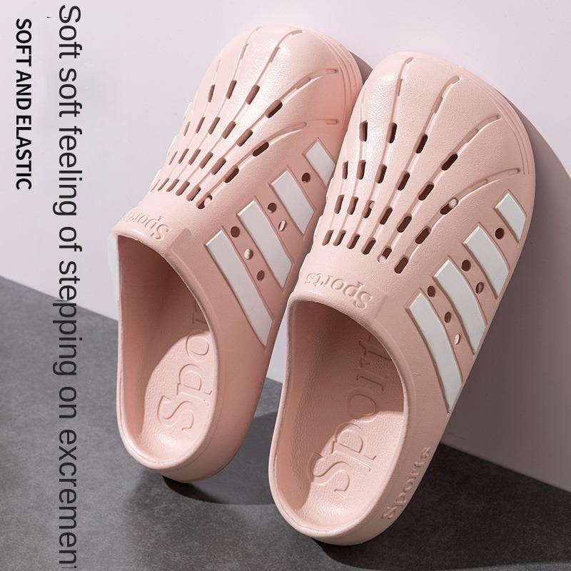 Matching Couple Hole-Pattern Sandals - Waterproof & Breathable Slip-On Slides for Summer, Lightweight Unisex Outdoor Beach Footwear with Flat Sole