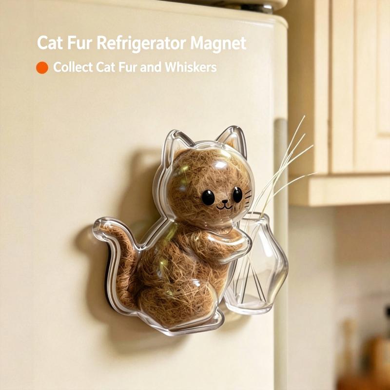 Cute Pet Fur Storage Refrigerator Magnet Transparent Acrylic Pet Cat Fur And Whiskers Memory Capsule Refrigerator