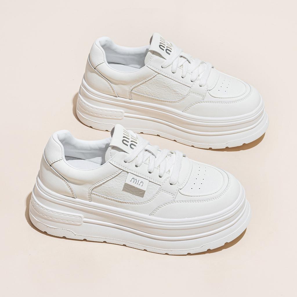 Women's autumn new thick-soled heightening versatile leather casual sports single shoes