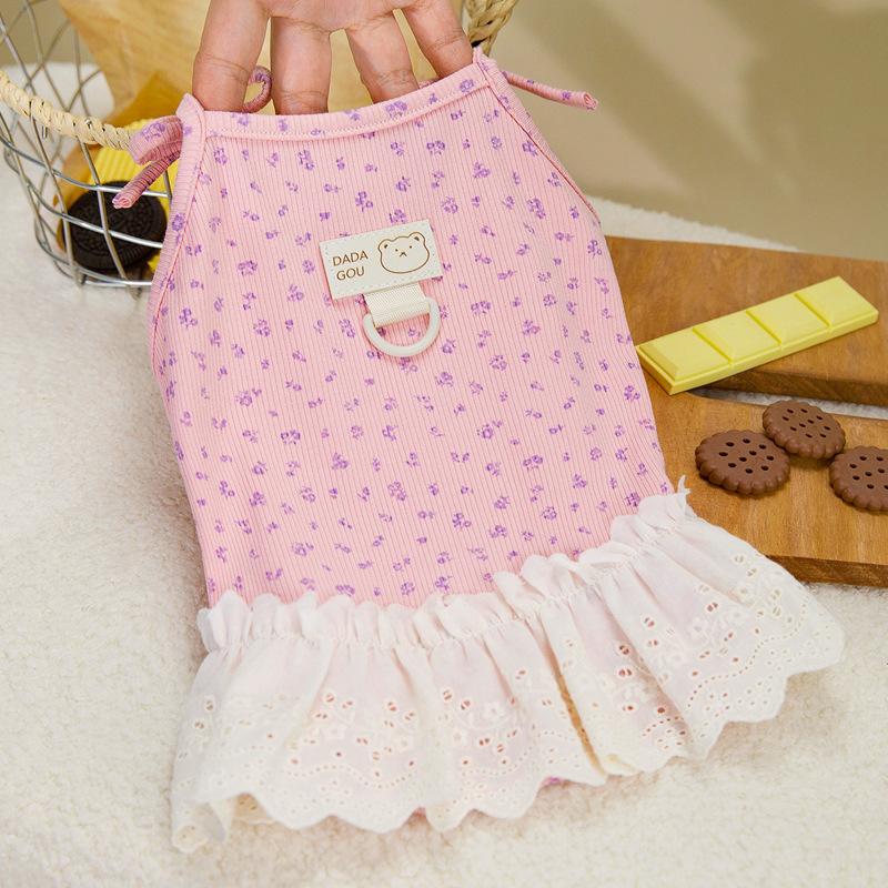 Japan and South Korea Pet Small Dog Teddy Pomeranian Bear Dog Clothes Suspender Princess Skirt Spring and Summer Thin