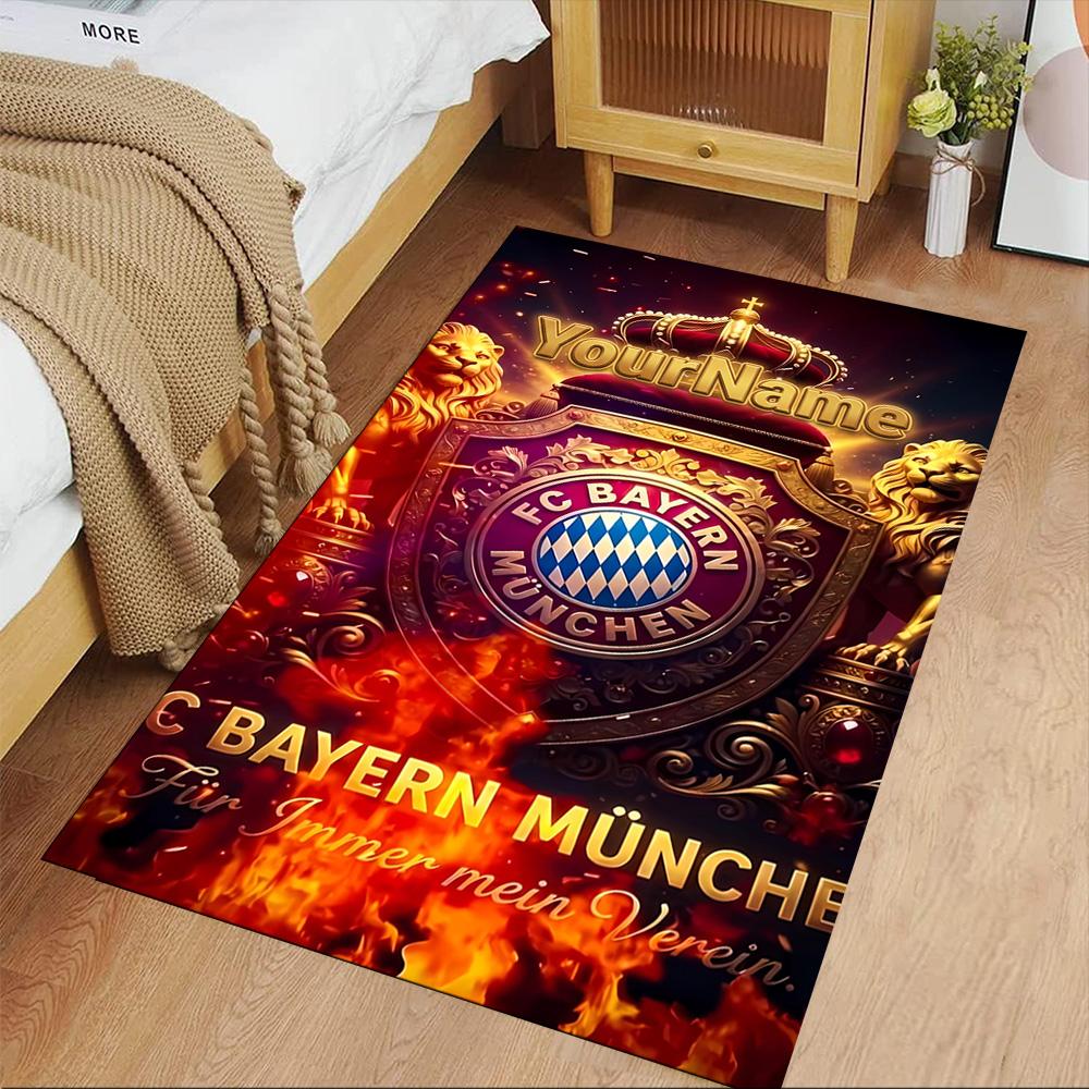 Bayern Munich Personalized Name Area Rug Perfect for Dormitory Hallway Balcony Playrooms Antislip Carpet Anime Office Decor Wedding Party Gift